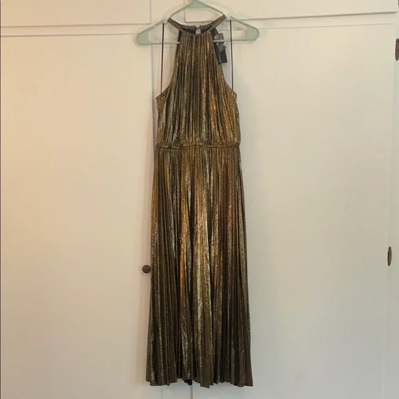 Lulu' Lucy Paris | Dresses | Lulus Lucy Paris Gold Halter Midi Dress Sz S |  Poshmark